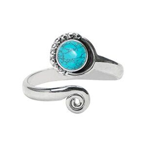 Sterling Silver Gemstone Toe Ring Adjustable Foot Jewelry Gift for Women Girls